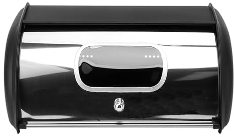 Bread Box, Bread Bin with Lid, Bread Storage Containers, Metal Bread Holder with Front Window, Loaf Containers for Homemade Cakes, Buns, Pastries, Pancakes, And Cookies