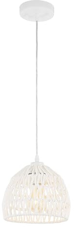 JONATHAN Y 8.25 White Modern Bohemian Woven Rope LED Pendant Light Fixture, Adjustable Dome Ceiling Lamp for Kitchen Island, Rope Shade, Coastal Farmhouse Decor (JYL6512A)