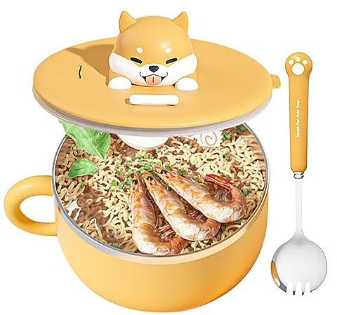 Lnhgh Bol à nouilles Ramen | Cuiseur Ramen résistant à la chaleur en acier inoxydable 304, fournitures de cuisine dans le dortoir, résistant à la poussière, grande capacité, accessoires universitaires