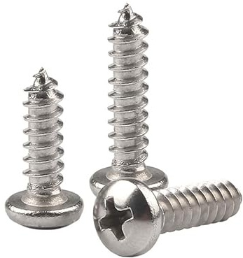 ORANXIN M1.7 x 16mm 100 Pcs Tête ronde Vis à bois Acier inoxydable 304 Vis autotaraudeuses Tête Pan Cruciformes Queue Pointue