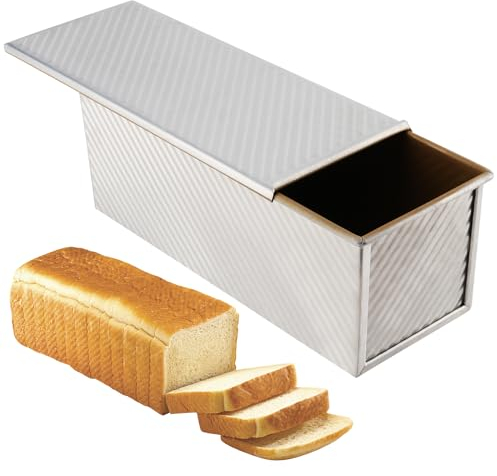 MOUYAT Molde para Hornear Pan Pullman de 1000 g con tapa, 33 x 12 x 12 cm, Molde Cocina Antiadherente para Pan, Pasteles, Tostadas, Aleación de Aluminio