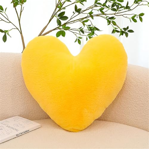 Herzkissen, Herz Kissen Kinderzimmer Decor, Kuschelkissen Kinder Herzform Dekokissen Kopfkissen Kissen Zierkissen für Mädchen & Jungen Zuhause Schlafzimmer Deko (Gelbes Herz,60cm)