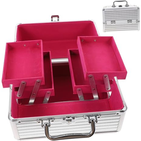 BELLIFFY Aluminium Kosmetik Koffer Organizer Mit Spiegel Leicht Und Langlebig Für Makeup Und Pflegeprodukte Für Reisen Und Unterwegs Silberfarben