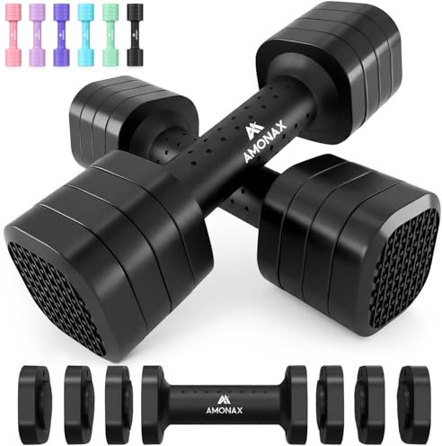 Amonax Haltères Réglables 4 En 1, Kit De Poids 1kg à 2.5kg, Alteres Musculation Femme Et Homme, Dumbbell Set Compact Pour Entraînement De Force, Fitness Et Poids Musculation à La Maison (Noir)