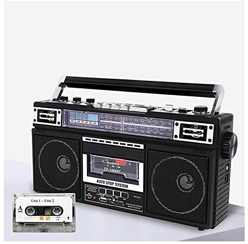 Boombox à Cassette rétro, Lecteur de Cassette CD Boombox de Style années 80, enregistreur de Lecteur de Cassette Radio, avec Radio FM et Dab+, enregistr USB, récepteur Bluetooth + Haut-parleurs