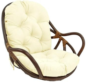 NIKSHI Schaukelstuhl Auflage Polster Kissen, Weich Verdickt Waschbar Sitzkissen, Gartenstuhl Ersatzpolster Schaukelstuhl/Drehsessel für Liege Rattan Garten Terrasse Matte, white-120×60cm