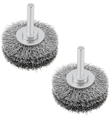 brocas de cepillo de alambre, 2 cepillos de alambre for taladro eléctrico, amoladora, pulido, eliminación de óxido, acero, vástago de 1/4 de pulgada, cepillo de alambre resistente, cepillos de metal