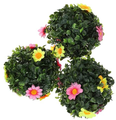 EXAOMBLE 3pcs Flower and Grass Ball Decoration Plant Balls Decor Artificial Grass for Wedding Decor Fake Leaf for Home Office Party Settings Random Color