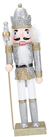 MAGICLULU 2 Pièces Casse Noisette Gnomes de Noël Trousse Soldat Poupée farci Goodies Noel Christmas Ornements de marionnettes Casse-Noisette décor de Casse-Noisette en Bois Coton Silver