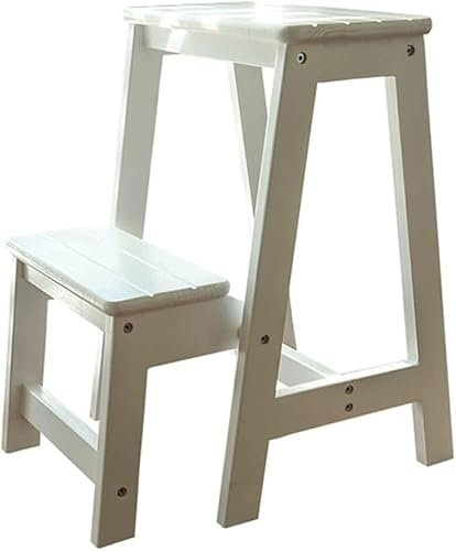 Massivholz 2 Stufen Hocker Leiter für den Heimgebrauch Indoor Doppelzweck verdickter kleiner Tritthocker Multifunktionaler Kletterhocker Haushaltsleiter aus Holz für Küche oder Schrank (Farbe 3)