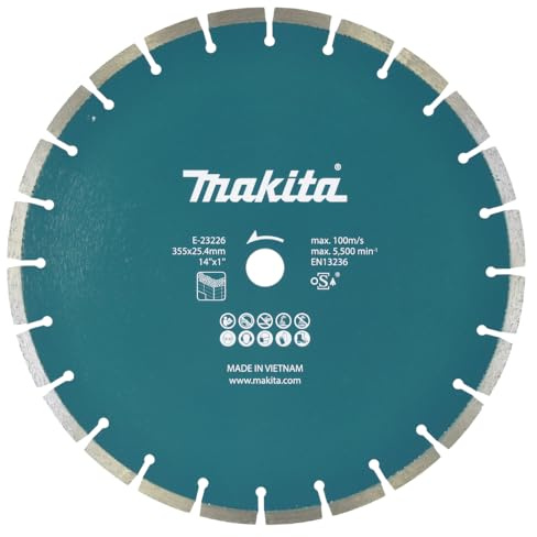 Makita Disque à tronçonner diamanté 355 x 25,4 mm E-23226 pour coupe à sec et humide