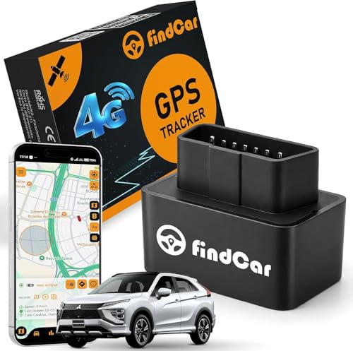 findCar-4G-OBD - Localizador GPS para Coche Moto y Camión con Conexión Directa a la Batería y SIM Integrada - Rastreador con App - Alerta Antirrobo, Exceso Velocidad y Geovalla. Suscripción Flexible