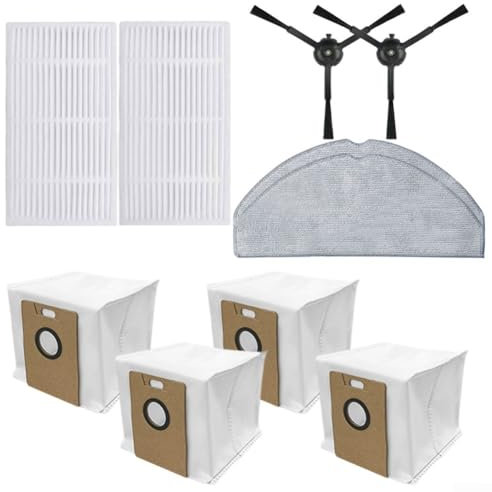 Compatible avec Tapo RV30 Max/RV30 Max Plus/RV20 Max/RV20 Max Plus, lot de 10 aspirateurs pour Tapo, 2 chiffons de balai, 2 brosses latérales, 2 filtres, 4 sacs à poussière