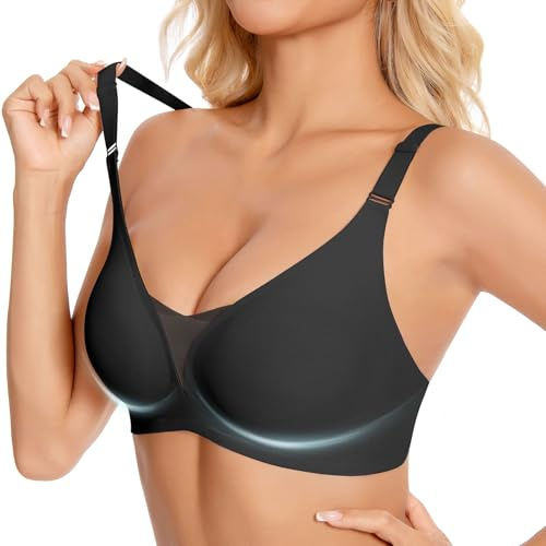 Renzalio BH Damen Ohne Bügel Entlastungs Komfort Softschalen Nahtloser Stütz Bequemer Bügelloser Daily Essential Schalen Nahtlos BH Große Größen Damen Büstenhalter Gepolstert