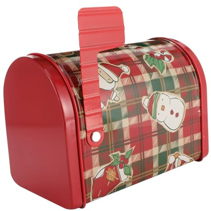 CONGARTENO Caja de Hierro Creativa Forma de Buzón de Navidad Caja Metálica para y Galletas Diseño y Práctico para Fiestas Contenedor Decorativo Reutilizable