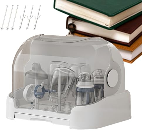Bottles Dryer Countertop Rack - Dustproof Baby Bottle Drying Rack With Removable Drip Tray And 6 Drain Support | Feeding Accessories For Pacifiers, Dishes, Cups, Toddler Utensils, Home, Countertop