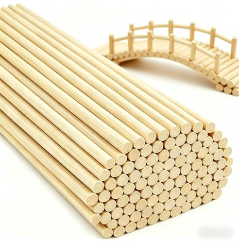 150 Pieces Wooden Dowel Rods,Wooden Sticks for Crafts,Craft Wood Sticks 30cm Long,Round Craft Sticks 3mm,Unfinished Round Woodcraft Sticks,Crafting Sticks for Model Making,DIY Crafting and Decoration