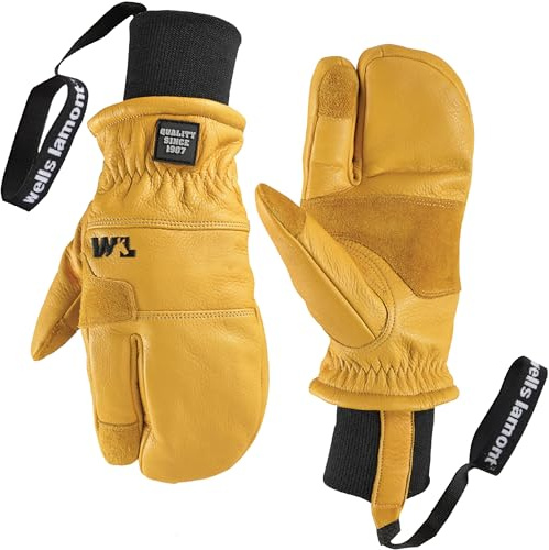 Wells Lamont HydraHyde Winter Mittens for Women & Men, Lobster Style, Insulated for Cold Weather, Snow & Ski Mittens (Saddletan, Medium)