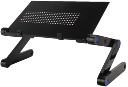 JOINPAYA Bureau Pliable pour Ordinateur Portable Noir 420X260 MM Surface Perforée pour Dissipation Thermique Table de Lit Compacte Réglable pour Travail et Étude Lit
