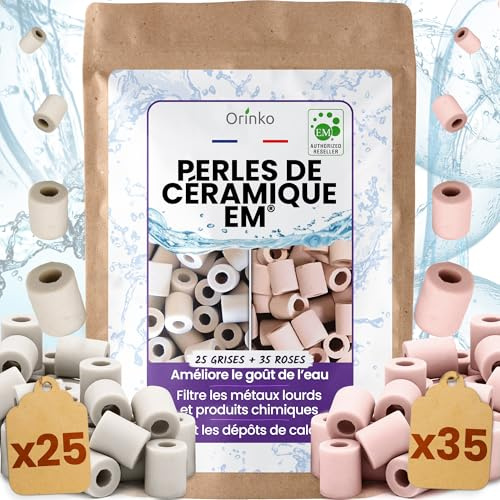 EM Orinko 25 perle di ceramica grigie + 35 perle di ceramica rosa