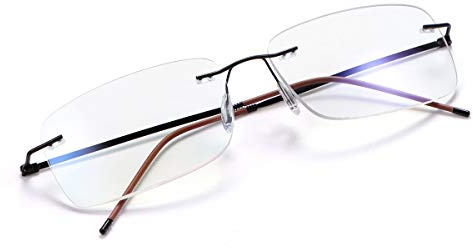 Randlose Progressive Multifokal-Lesebrille für Frauen Männer Titanlegierung Federscharnie Multifokus-Lesegerät Fokus Glaser Intelligenter Zoom Nah Fern Dual-Use-Brillen Blaulichtfilter Computer Brille