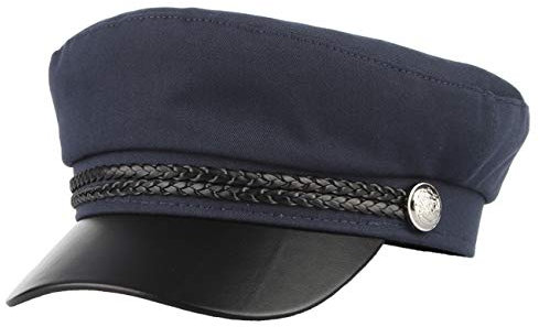 DEMU Damen Kapitänsmütze Schirmmütze Kapitän Hut Klassisch Visor mit Kordel Kappe Dunkelblau