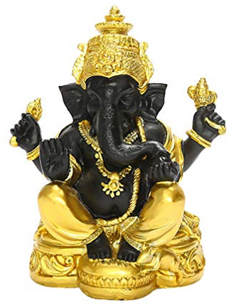 Angoily Figur Aus Harz Elefantengott Statue Buddhistische Deko Für Meditation Wohnkultur Büro Und Geschenk 4.72 X 3.35 X 4.72 Zoll