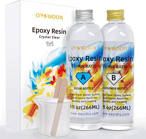Epoxidharz Set 532ml / 18oz Glasklar Epoxidharz 1:1 Mit Härter Kit Transparentes für Anfänger Schmuckherstellung Bastelflüssigkeitsset mit für künstlerische Kreationen Modellierung und Schmuck