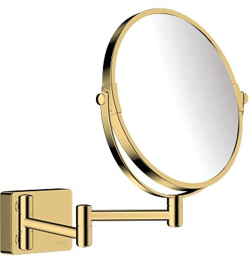 hansgrohe Addstoris - Kosmetikspiegel, Schminkspiegel, Rasierspiegel mit 3-fach Vergrößerung, Badezimmer Zubehör, Polished Gold Optic, 41791990