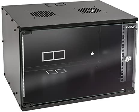 HMF Baie de Brassage 19 Pouces, Armoire réseau 7U avec Porte vitrée, Profondeur 400 mm, Coffret Mural pour Serveur, réseau et Informatique | Noir