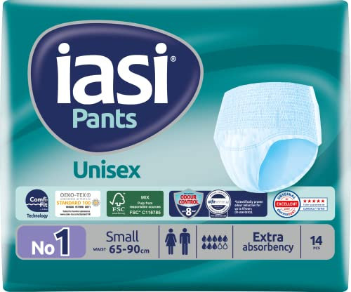 IASI Unisex-Pants mit hohem Schutz, 14 Einweghosen Größe S, Saugfähigkeit EXTRA, 14 Stück