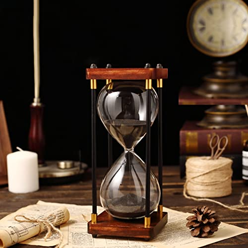 BOSUGE,Kinder Sanduhr Sanduhr Dekoration Sanduhr 30 Minuten Retro Sanduhr Timer Esszimmer Wohnzimmer Schrank Büro Schreibtisch Schlafzimmer Party Urlaub Sanduhr Timer (Color : Black Sand, Size : 30