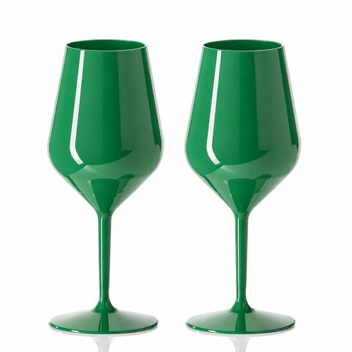 Doimoflair Bicchieri da vino in plastica infrangibili - Bicchieri da champagne in plastica - 47 cl - Verde