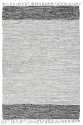 ECLAY Home Sets mit handgewebtem Chindi Teppich Leder 190x280 cm grau