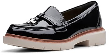 Clarks Femme Westlynn Bella Mocassin, Noir laqué, 39 EU