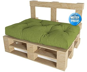 chilly pilley Palettenauflage Wasserfest Palettenkissen Wasserabwisend Schaumflocken Palettenpolster Rückenlehne Sitzkissen Seitenkissen viele Größen und Farben (Sitzkissen 120x80, Dunkelgrün)