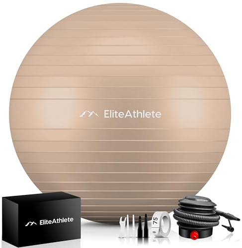 EliteAthlete Gymnastikball Sitzball Büro ergonomisch mit Anti Burst System - Fitness Pilates Schwangerschaft - Schwangerschaftsball Fitnessball Yogaball - Yoga Ball 55cm inkl. Luftpumpe