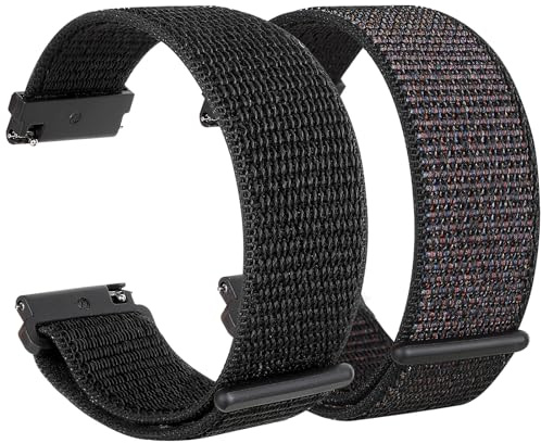 Parsonver 22 mm nylonarmband klockarmband, 2-pack, kompatibel med Galaxy Watch 3 45 mm/Galaxy Watch 46 mm/Gear S3 Classic/Frontier, LW11/SPROD1 Smartklocksarmband, sportband för män och kvinnor