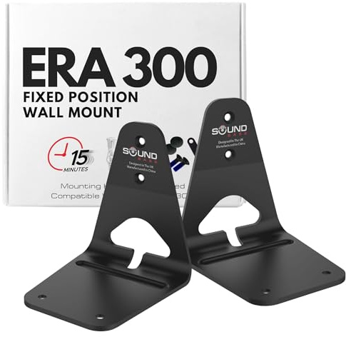 Sound Bass ERA300 Wall Mount Bracket, Low Profile, Black, Twin Pack (2pcs) | Compatible with Sonos ERA 300 Speaker, Complete with All Fixing Hardware
