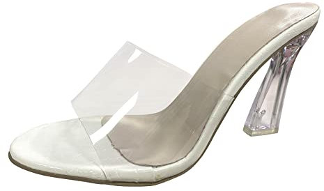 Yowablo Sandalen Freizeitschuhe Atmungsaktive Chunky High Heels Sandalen mit dicken Sohlen (White-2, 37)