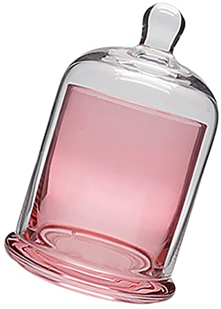 OUNONA Handmade Pink Glass Candle Holder and Essential Oil Hood Modern Dual Purpose Design for Home Decor Weddings and Restaurants for Pillar and Taper Candles