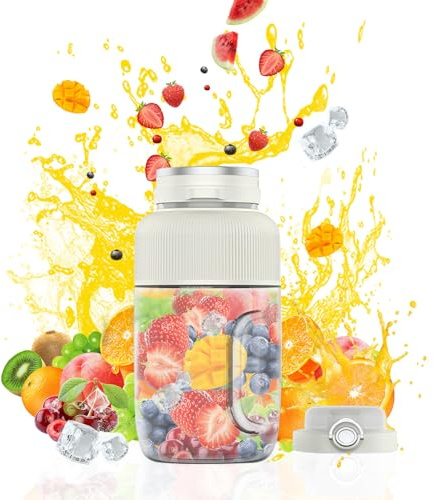 Smoothie Maker to go 1200ml Personal Blender Smoothie Makers,Elektrischer Fresh Juice Mixer Flasche Tragbarer Mixer für Smoothies und Shakes,USB Wiederaufladbarer 3000mAh Shake Mixer (White)