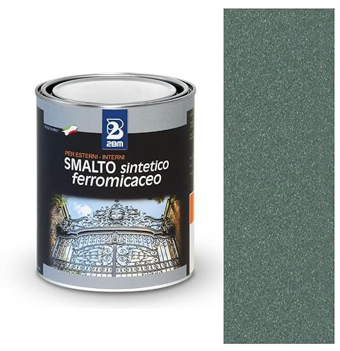 2BM Vernis synthétique ferromaceo à solvant gris clair 220 avec pigments métalliques, idéal comme fond et finition pour surface rugueuse, protection extérieure en fer forgé | Format de 2,5 l