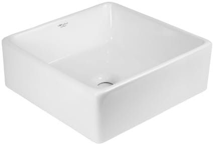 Lavabo Da Appoggio Ceramica Bianco Quadrato Arredo Bagno Lavandino 39x39x14 Cm