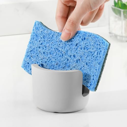 Luxspire Svamphållare för diskho, snabbtorkande tvålhållare, kiselgur vattenabsorberande sten, disksvamp caddy, diskbänk caddie för kök, diskbänk tillbehör, grå
