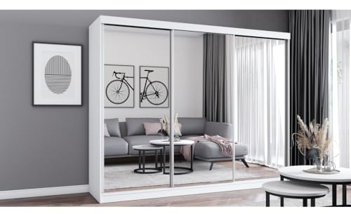Fabryka Mebli Idźczak Kleiderschrank mit Spiegel - Schwebetürenschrank - Schlafzimmerschrank - 62 x 250 x 215 cm - Wohnzimmerschrank - Garderobenschrank, Schrank mit Zwei Türen, modern