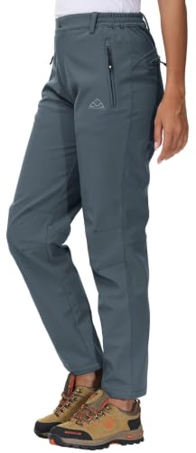 YSENTO Damen Softshellhose Winter Wanderhose Skihose wasserdichte Warm Gefüttert Thermohose Outdoorhose Trekkinghose