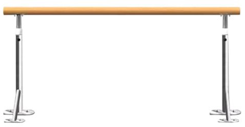 SnamicE Ballettstange, robuste, Feste Ballettstange aus Edelstahl mit Holzgriff, Beindruckstange für Erwachsene und Kinder (Bodenmontage, 1 m/3,3 Fuß)