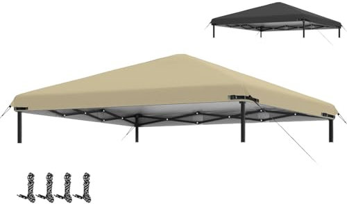 Copertura di ricambio per tenda pop-up a gamba dritta, con corde, impermeabile, per feste all'aperto, giardino, patio, padiglione, parasole beige