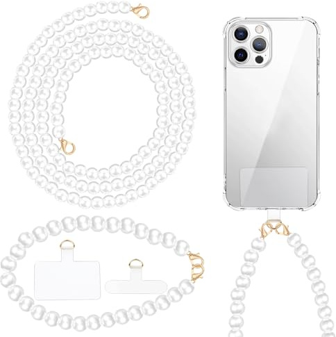 TOPCZY 2 Stück Perlengurt Handykette zum Umhängen, Perlenkette Schulter Crossbody Lanyard, Armband Charm Beaded Lanyard, Halskette Beaded Handy-Träger, Universal Perlen Handy Kette für Handyhülle